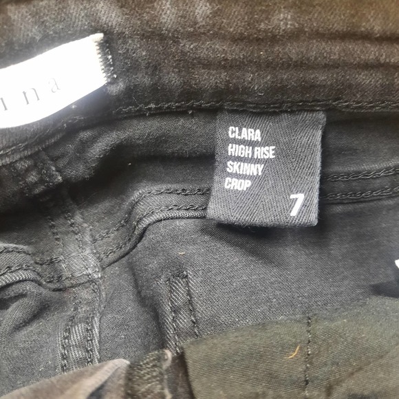 Eunina Clara Distressed High Rise Skinny Crop Jeans Womens Black Pants Size 7 - Picture 6 of 8